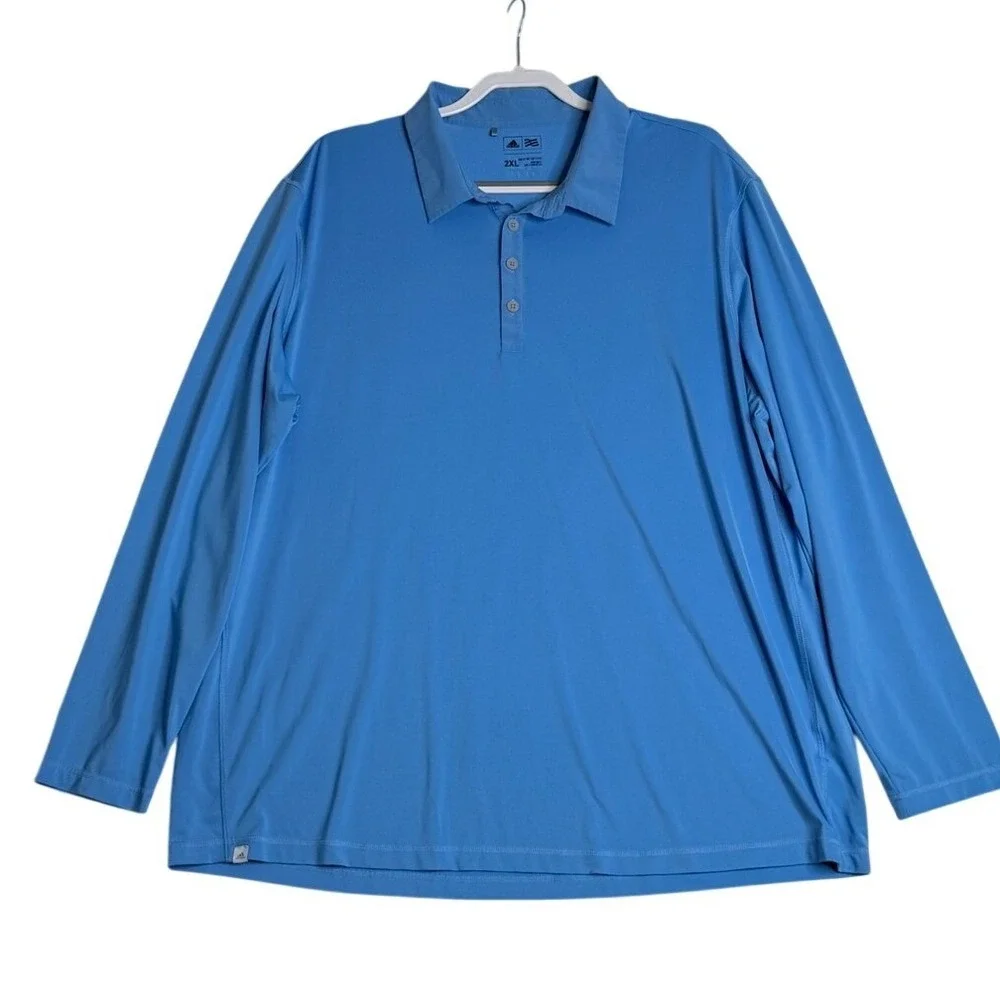 Adidas‎ Golf Long Sleeve Performance Polo Light Blue Mens 2XL